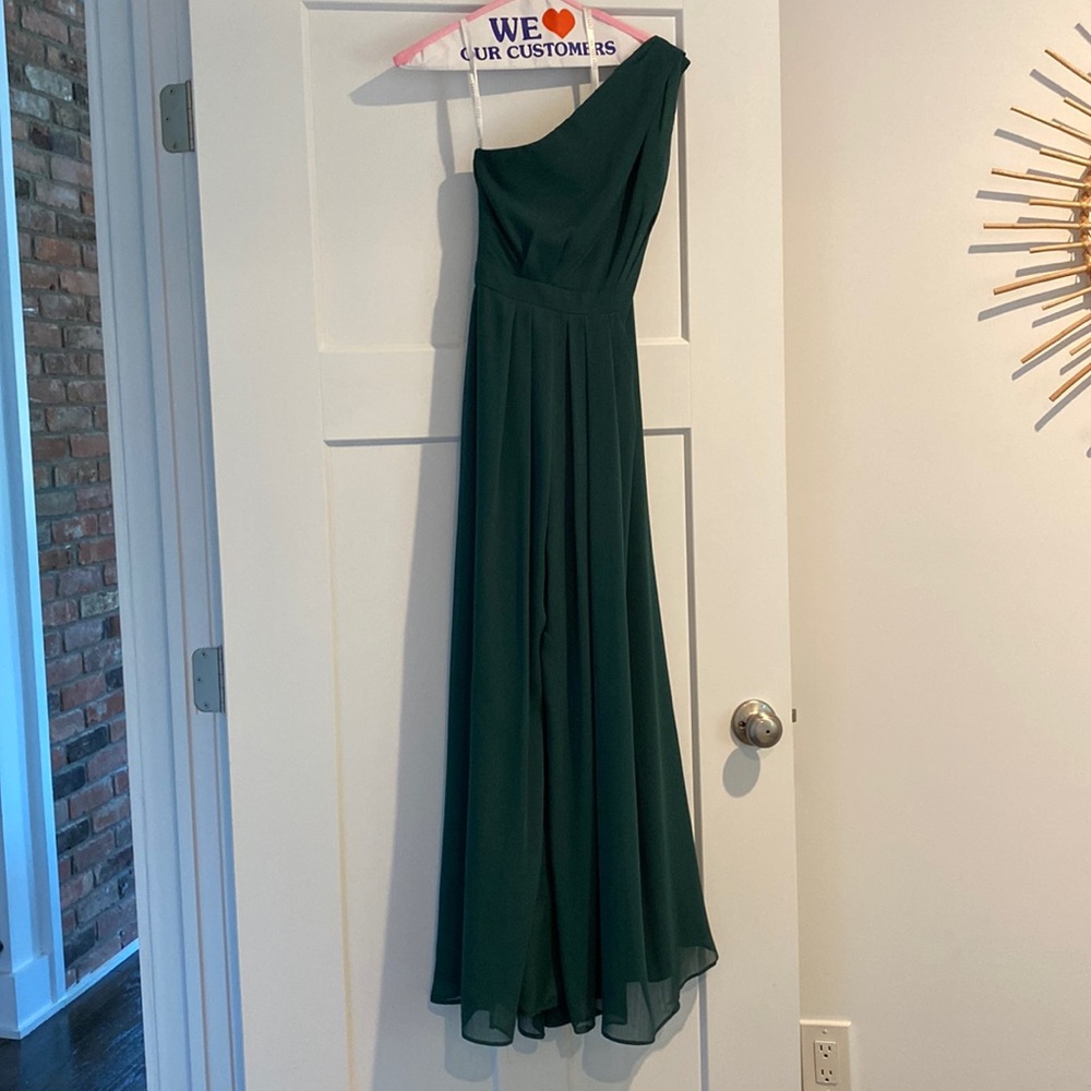 One shoulder Green Bridesmaid Dress